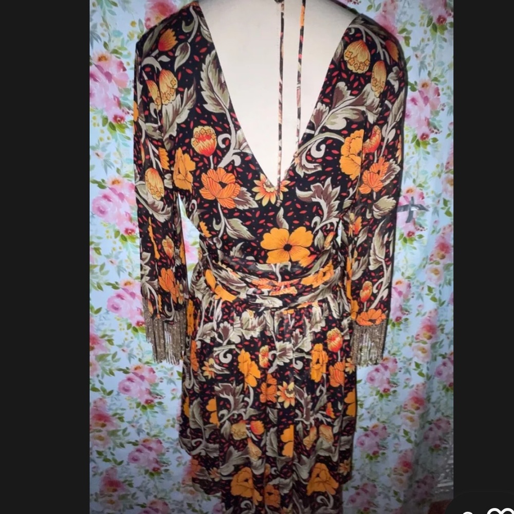 NWOT Anthropologie Verb by Pallavi Singhee Fringed Mini Dress-M-$220-A702 - Picture 4 of 4